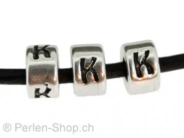Letter K, Color: Dark Silver, Size: 6 mm, Qty: 1 pc.