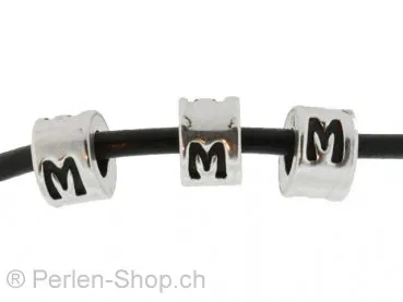Letter M, Color: Dark Silver, Size: 6 mm, Qty: 1 pc.