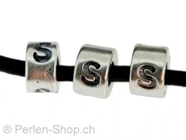 Letter S, Color: Dark Silver, Size: 6 mm, Qty: 1 pc.