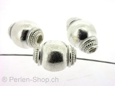 Silver Bead real silver plated, ±17x13mm, 2 pc.