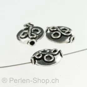 Silver Bead real silver plated, ±13x5mm, 5 pc.