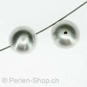 Silberperlen rund gebürstet, opak matt, 12mm, SILBER 925, 1 Stk.