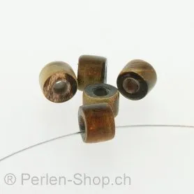 perle tube, Couleur: brun, Taille: ±7 mm, Quantite: 10 piece