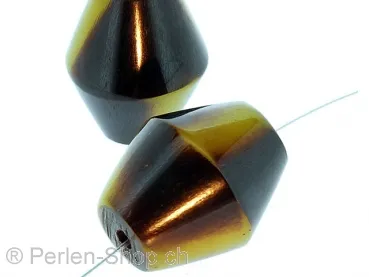 Synthetic resin Bicone, Color: brown, Size: ±25x19mm, Qty: 2 pc.
