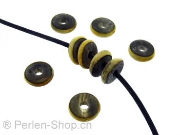 Heishi Horn Disk, Color: beige, Size: ±12x3mm, Qty: 15 pc.