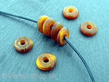 Heishi Horn Disk, Color: rot, Size: ±12x3mm, Qty: 15 pc.