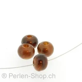 perle rouleau, Couleur: brun, Taille: ±9 mm, Quantite: 10 piece