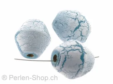 BULK perle bois ellipse, Couleur: bleu, Taille: 31 mm, Quantite: 50 piece