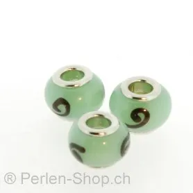 Troll-Beads Style perle de verre, vert, ±10x13mm, 1 pcs.