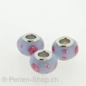 Troll-Beads Style Glasperlen, lila, ±10x13mm, 1 Stk.