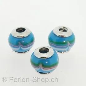 Troll-Beads Style Glasperlen schraubbar, türkis, ±12x14mm, 1 Stk.