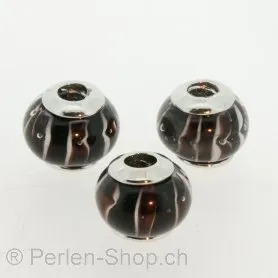 Troll-Beads Style Glasperlen schraubbar, schwarz, ±12x14mm, 1 Stk.
