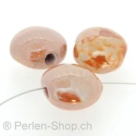 Ceramique perle ovale plate, Couleur: lilas, Taille: ±20x22x13mm, Quantite: 1 piece