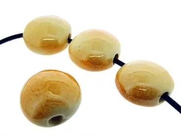 Ceramique perle ovale plate, Couleur: lilas, Taille: ±20x22x13mm, Quantite: 1 piece