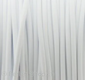 cordon caoutchouc, 3 mm, Couleur blanc, 1 Meter