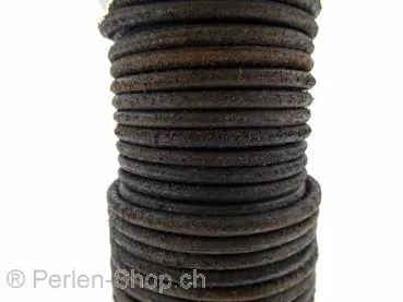 Leather Cord from coil, Color: black, Size: ±3.5mm, Qty: 1 meter