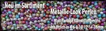 Metallic-Look Perlen, Farbe: multi, Grösse: ±6mm, Menge: 30 Stk.