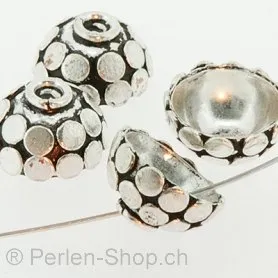 Beadcap silver plated, Color: Silber, Size: ±13 mm, Qty: 1 pc.