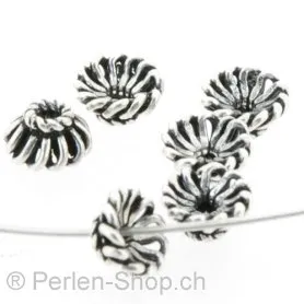 Beadcap silver plated, Color: Silber, Size: ±8 mm, Qty: 2 pc.