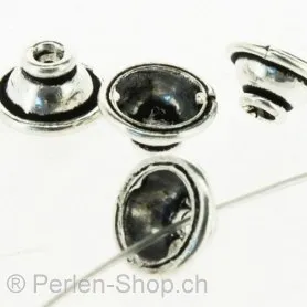 Beadcap silver plated, Color: Silber, Size: ±10 mm, Qty: 2 pc.