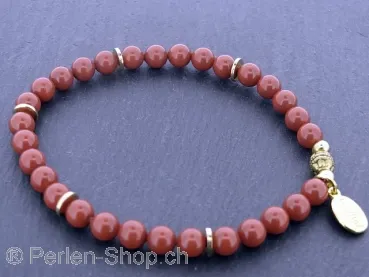 Swarovski Crystal Pearls 6mm Bracelet, Red Coral