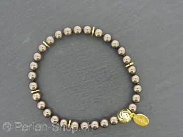 Swarovski Crystal Pearls 6mm Bracelet, Brown