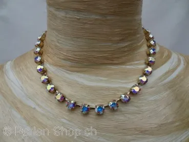 Vergoldete Halskette, eingefasst mit 8 mm Swarovski Kristall AB Strasssteinen