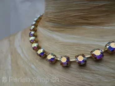 Gold plated necklace, edged with 8 mm Swarovski Crystal rhinestones