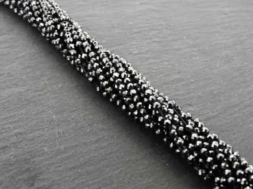 Perles de zircone, Couleur: noir, Taille: ±2mm, Quantite: chaîne ± 40cm, (±187 piece)