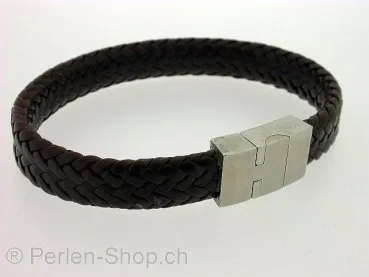 Leatercord braided, brown, ±12x5mm, 10cm