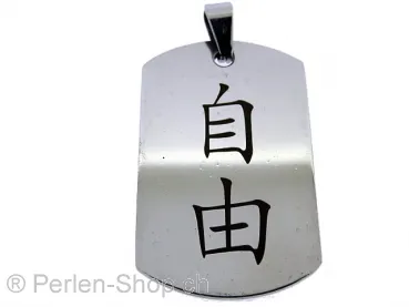 Kette aus Edelstahl mit chinesischen Zeichen. Freiheit