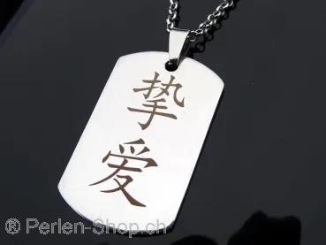 Kette aus Edelstahl mit chinesischen Zeichen. Wahre Liebe