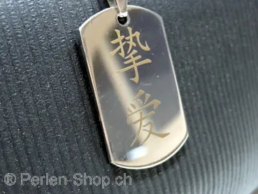Kette aus Edelstahl mit chinesischen Zeichen. Wahre Liebe