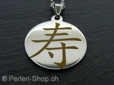 Kette aus Edelstahl mit chinesischen Zeichen. langes Leben