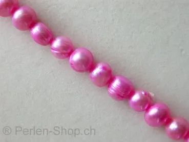 Fresh water beads, pink, ± 6mm, string 16"
