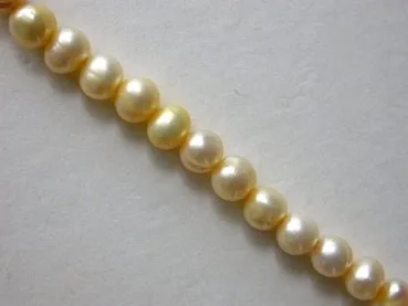 Fresh water beads, yellow, ± 6mm, string 16"