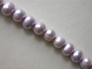 Fresh water beads, lilac, ± 8mm, string 16"