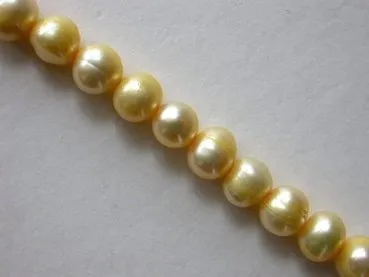 Fresh water beads, yellow, ± 8mm, string 16"