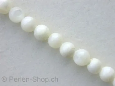 Shell-Beads, white, ± 5mm, ± 86 pc.string 16"