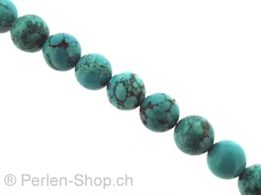 Turquoise Nature, Semi-Precious Stone, Color: Turquoise, Size: ±9-10mm, Qty: ±44 pc. String 16"