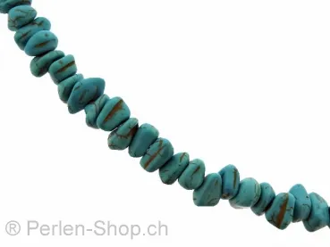 Turquoise Semi-Precious Stone Chips (Howlite), Color: turquoise, Size: --, Qty: String ±16"