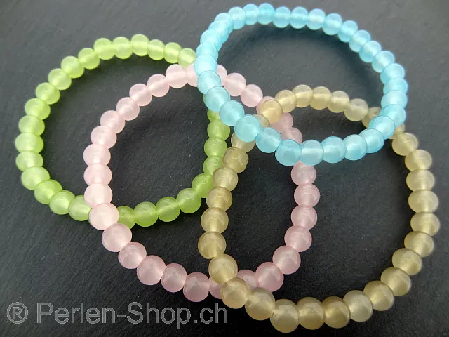 Glassbeads round, Color: beige, Size: ±4mm, Qty: 50 pc.