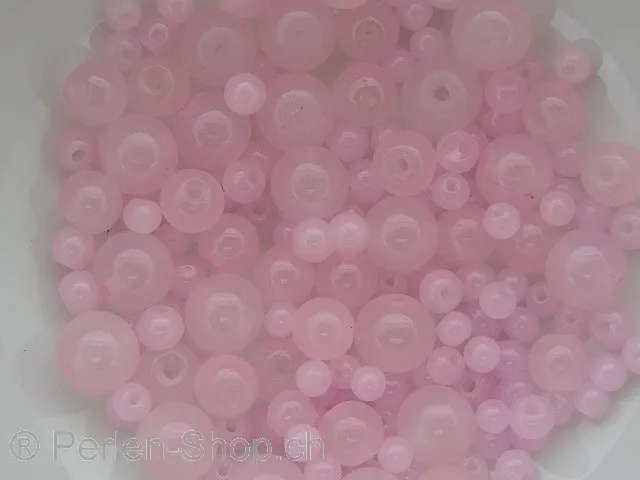 Glassbeads round, Color: rose, Size: ±6mm, Qty: 30 pc.