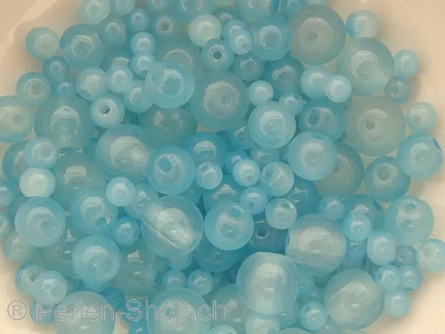 Glassbeads round, Color: turquoise, Size: ±6mm, Qty: 30 pc.