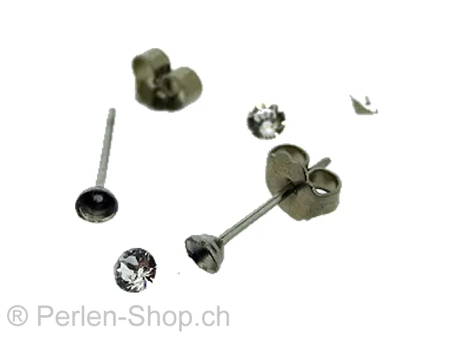 Stainless Steel Ear Plug, Color: platinum Size: ±3mm, Qty: 2 pc.