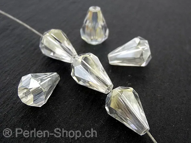 Tropfen Perlen, Farbe: Kristall irisierend, Grösse: ±10x14mm, Menge: 1 Stk.