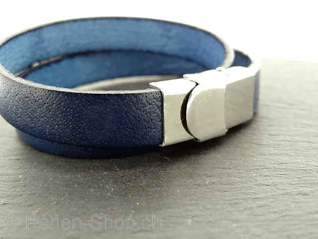 Leather Cord from coil, Color: blue, Size: ±10x2mm, Qty: 10cm