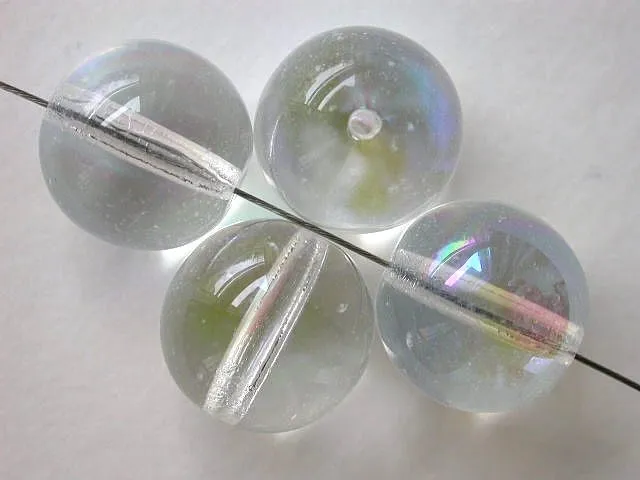 Glasperle rund, kristall ab, 12mm, 10 Stk.