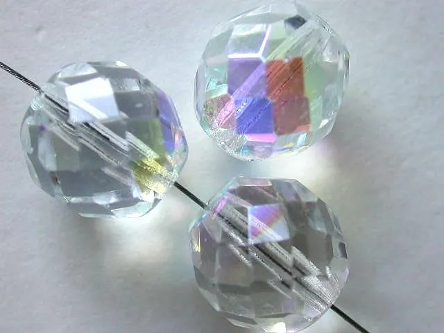 Facet beads, crystal ab,14mm, 5 pc.