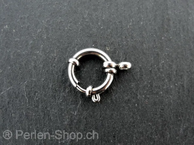 Stainless Steel Clasp round with Ring, Color: Size: ±16mm, Platinum, Qty: 1 pc.